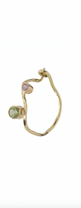 Tiaré 14K Gold Creol Earring w. Peridot & Sapphire