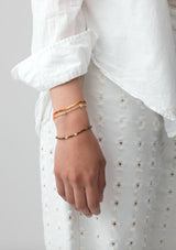 Eye of Tiger Forgyldt Armbånd m. Brune Glasperler