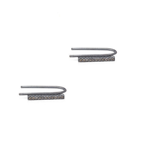 Skyline Stone Oxidized Silver Earrings w. Zirconias