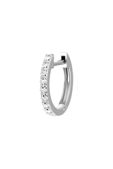 Small Line 18K White Gold Hoop w. Lab-Grown Diamonds