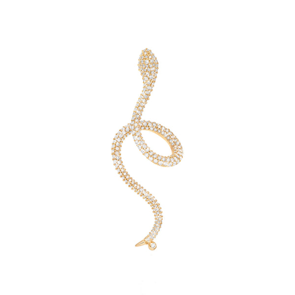 Snakes Pavé 18K Gold Earring w. Diamonds