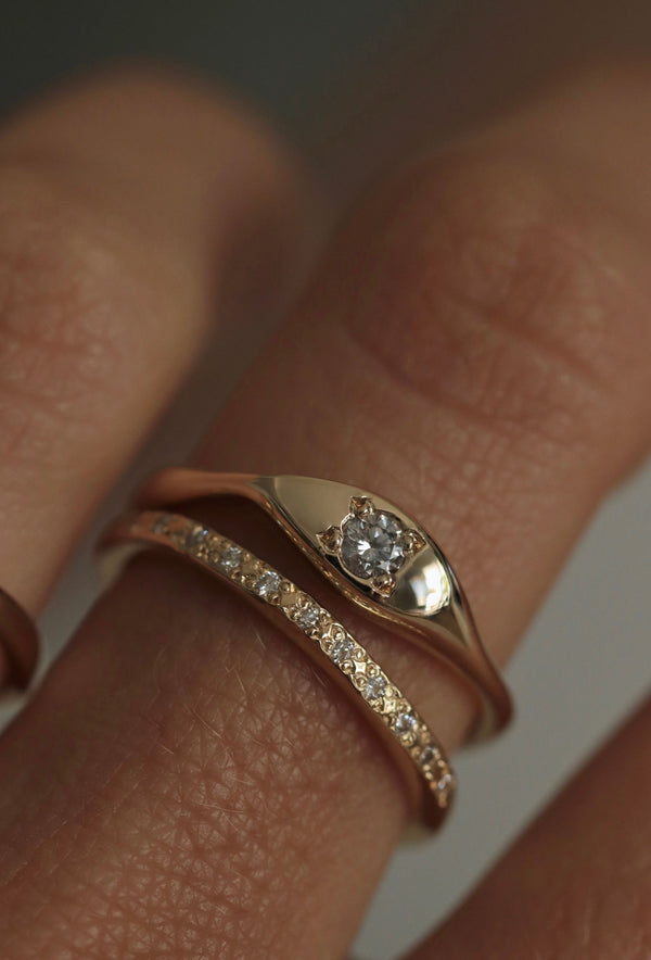 Brenna Hvid 18K Guld Ring m. Diamant