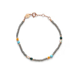 Soho Forgyldt Armbånd m. Grå Glasperler