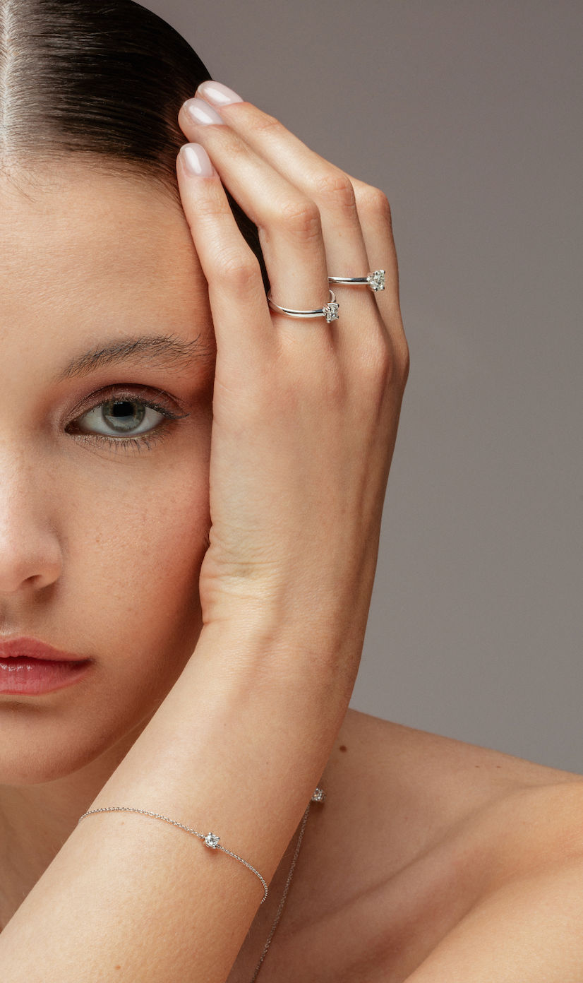 Solitär Armband I 18K Weißgold vergoldet I Labor-Diamanten
