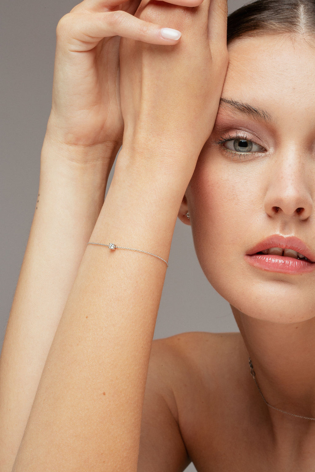 Solitär Armband I 18K Weißgold vergoldet I Labor-Diamanten