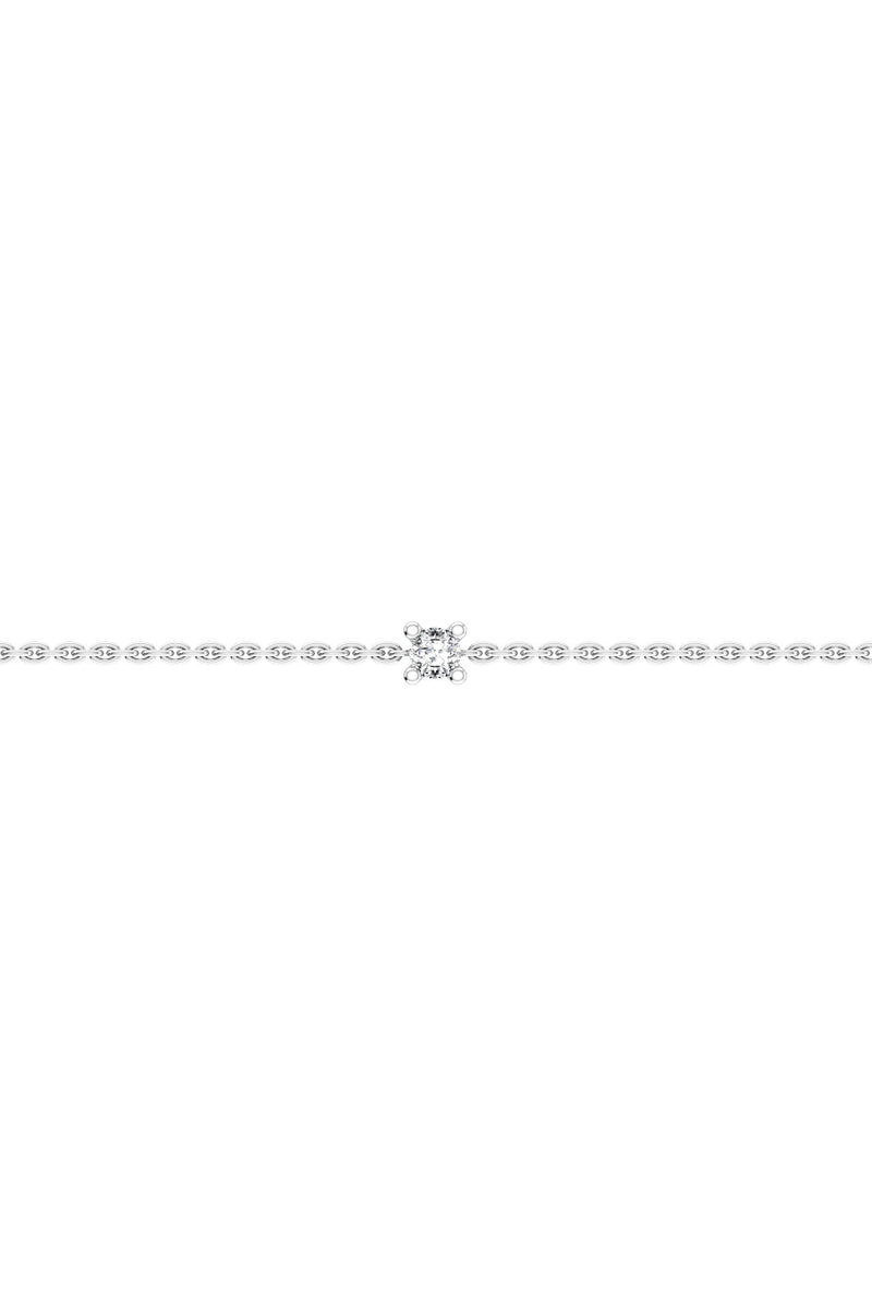 Solitaire 18K White Gold Bracelet w. Lab-Grown Diamond