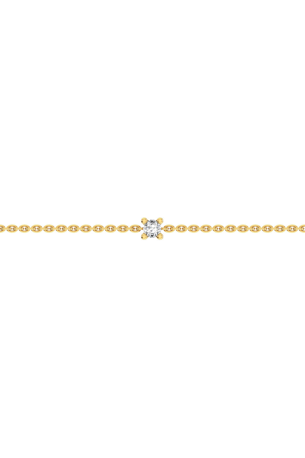 Solitaire 18K Gold Bracelet w. Lab-Grown Diamond
