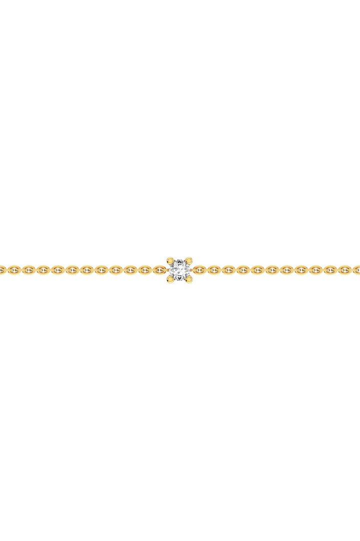 Solitaire 18K Gold Bracelet w. Lab-Grown Diamond
