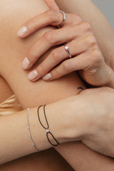Solitaire Cord 18K Gold Bracelet w. Lab-Grown Diamond