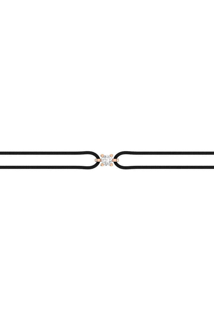 Solitaire Cord 18K Rose Gold Bracelet w. Lab-Grown Diamond