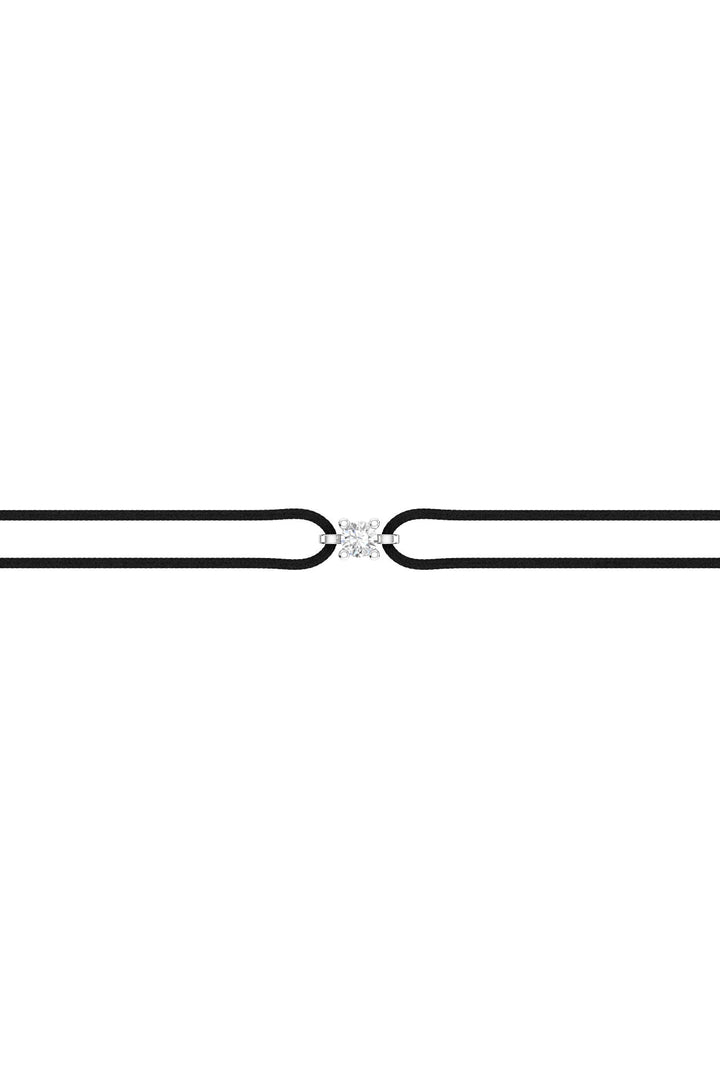 Solitaire Cord 18K White Gold Bracelet w. Lab-Grown Diamond