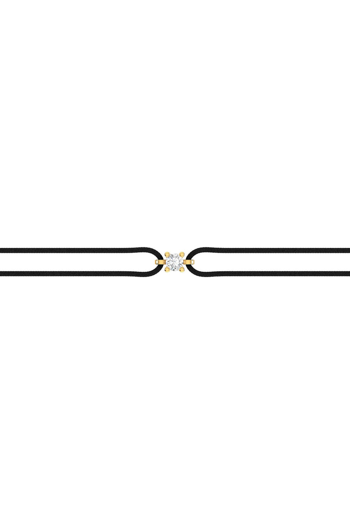 Solitaire Cord 18K Gold Bracelet w. Lab-Grown Diamond