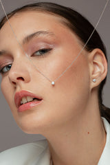 Solitaire 18K White Gold Earrings w. Lab-Grown Diamonds