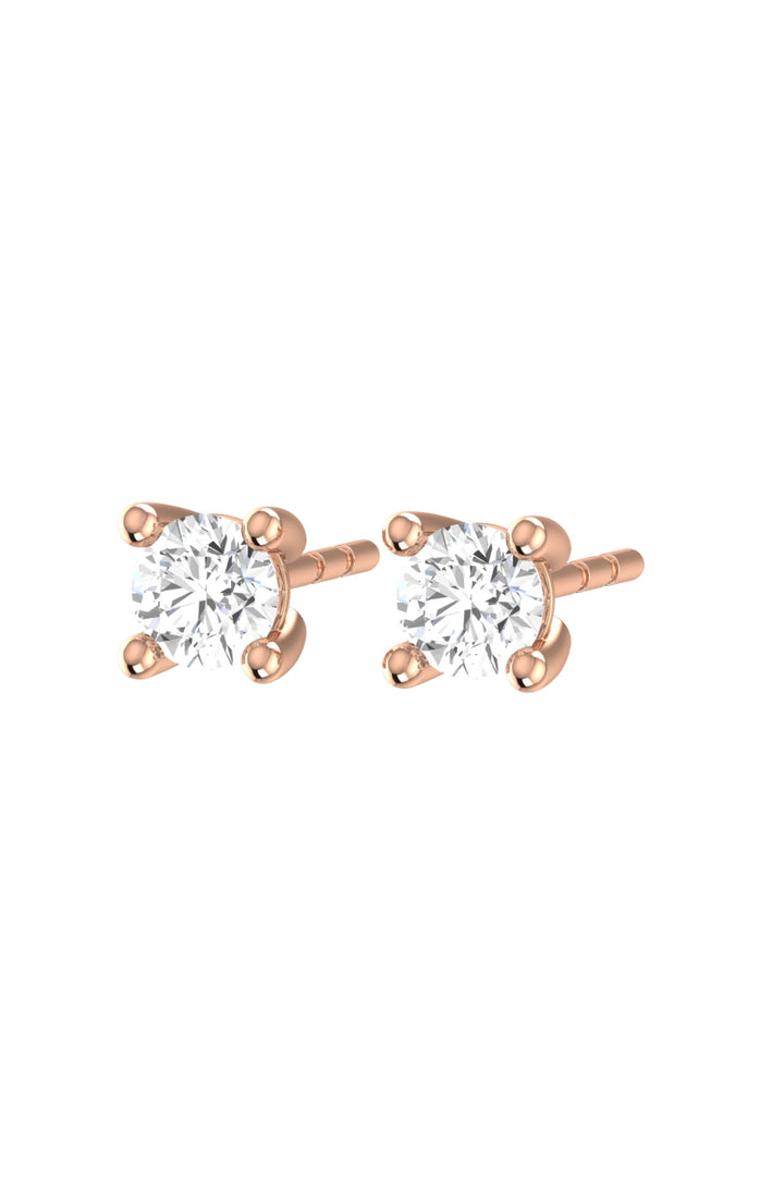 Solitaire 18K Rosaguld Øreringe m. Lab-Grown Diamanter