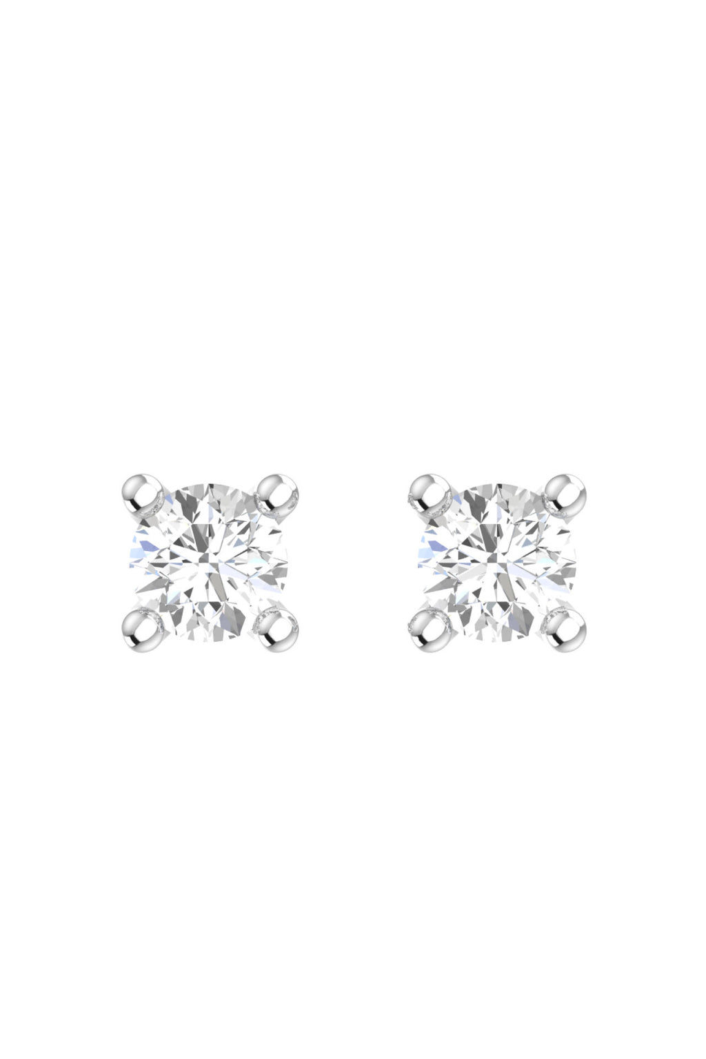 Solitaire 18K White Gold Earrings w. Lab-Grown Diamonds