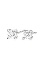 Solitaire 18K White Gold Earrings w. Lab-Grown Diamonds
