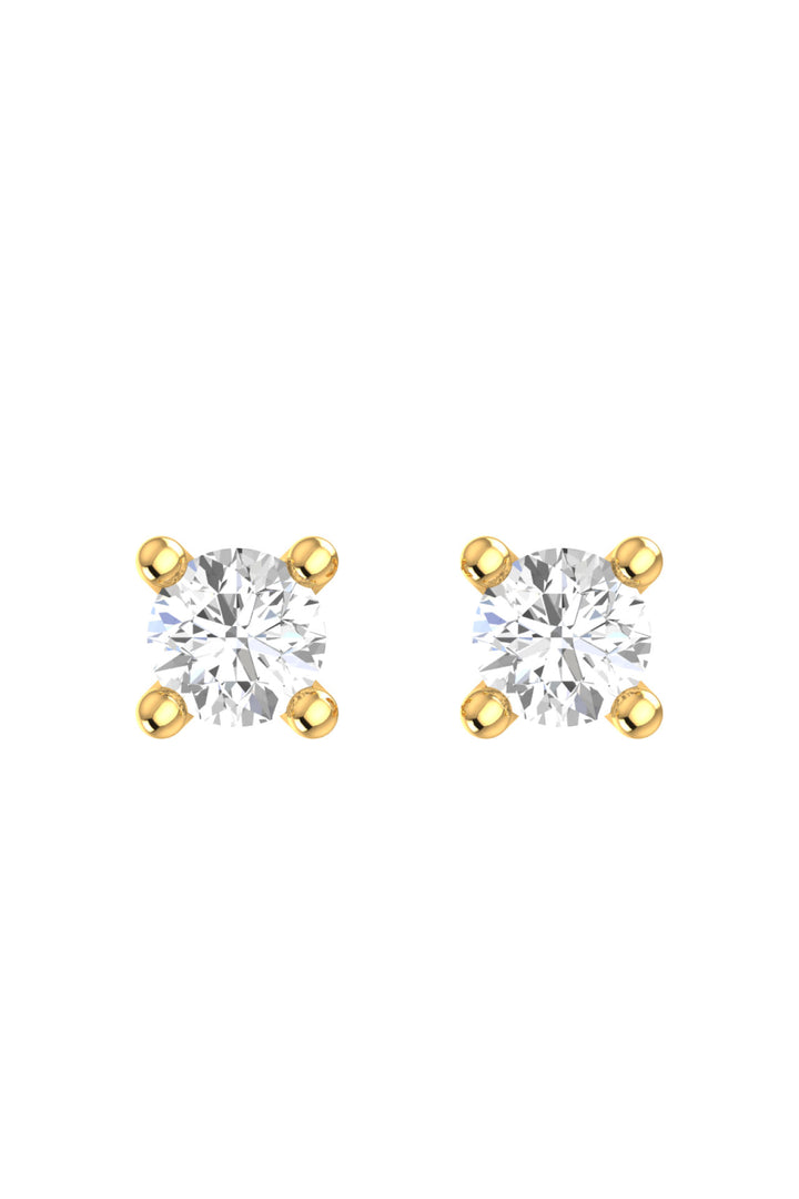 Solitaire 18K Gold Earrings w. Lab-Grown Diamonds