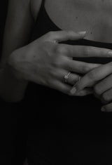 Solitaire Oval Pavé 18K Gold Ring w. Lab-Grown Diamonds