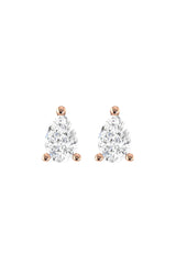 Solitaire Pear 18K Rose Gold Earrings w. Lab-Grown Diamonds
