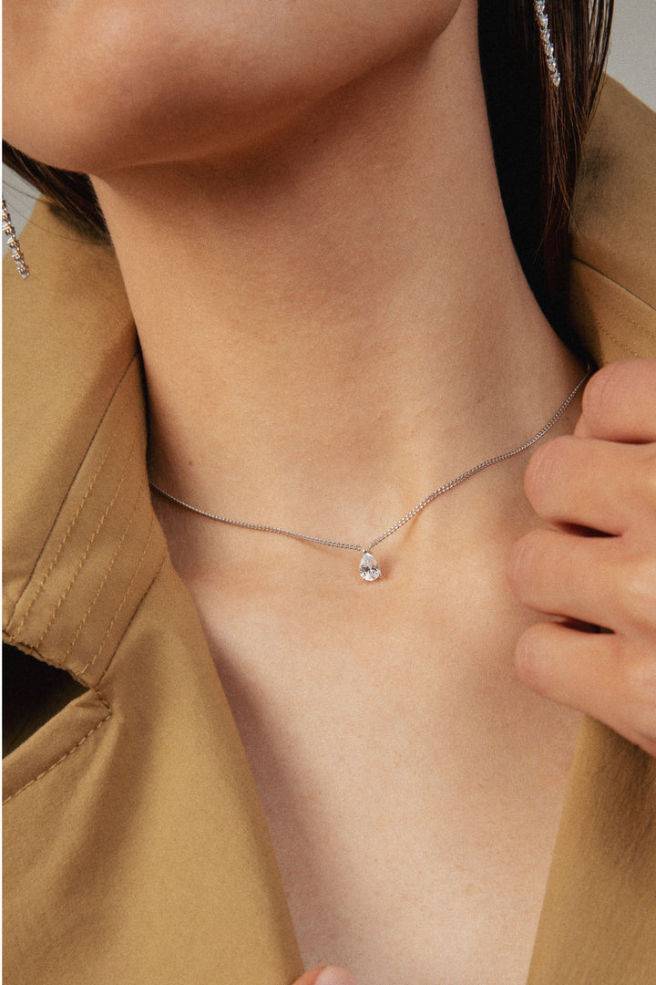 Solitaire Pear 18K Rosaguld Halskæde m. Lab-Grown Diamant