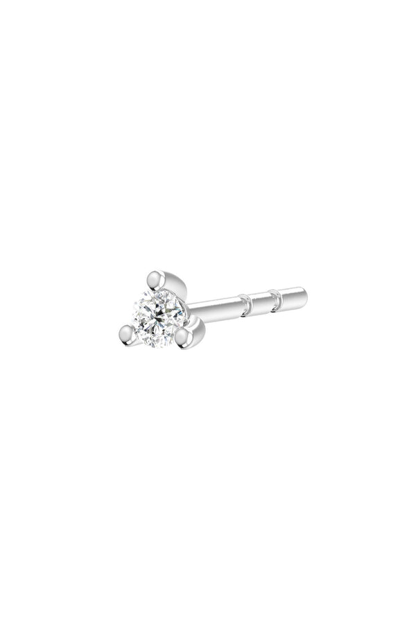 Solitaire Piercing 18K White Gold Earring w. Lab-Grown Diamonds