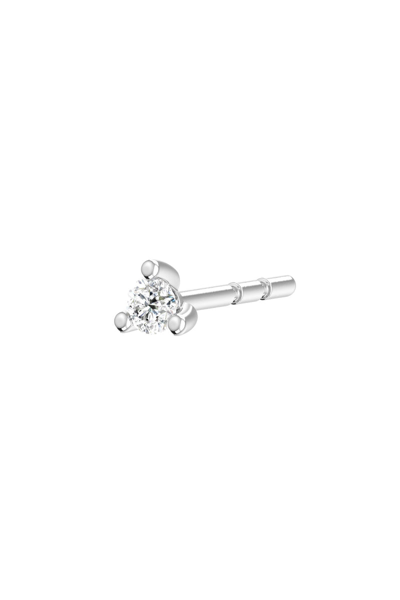 Solitaire Piercing 18K White Gold Earring w. Lab-Grown Diamonds