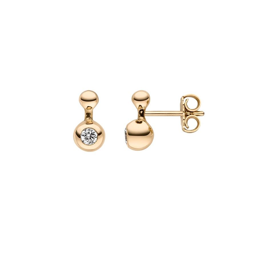 Sphere 18K Gold Earrings w. Lab-Grown Diamonds
