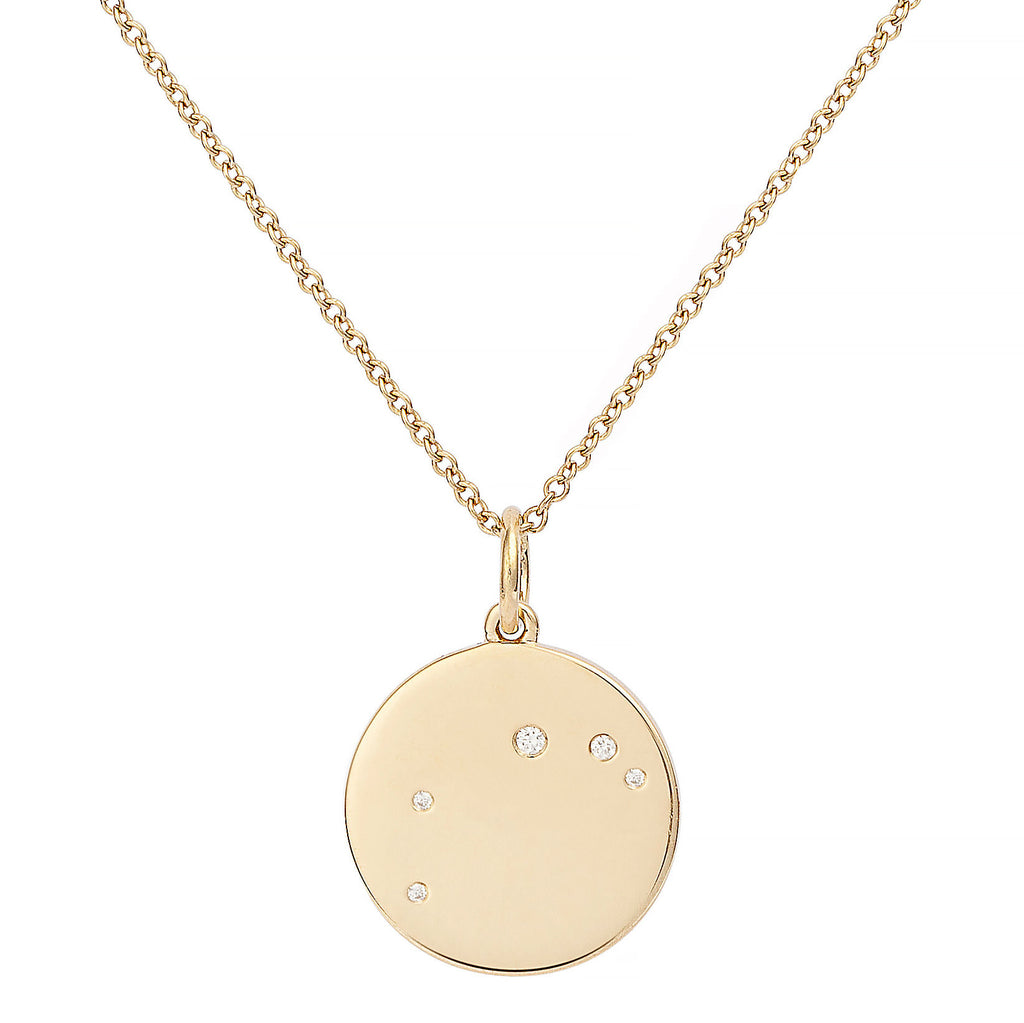 Star Badge Aries 18K Gold Necklace w. Diamonds