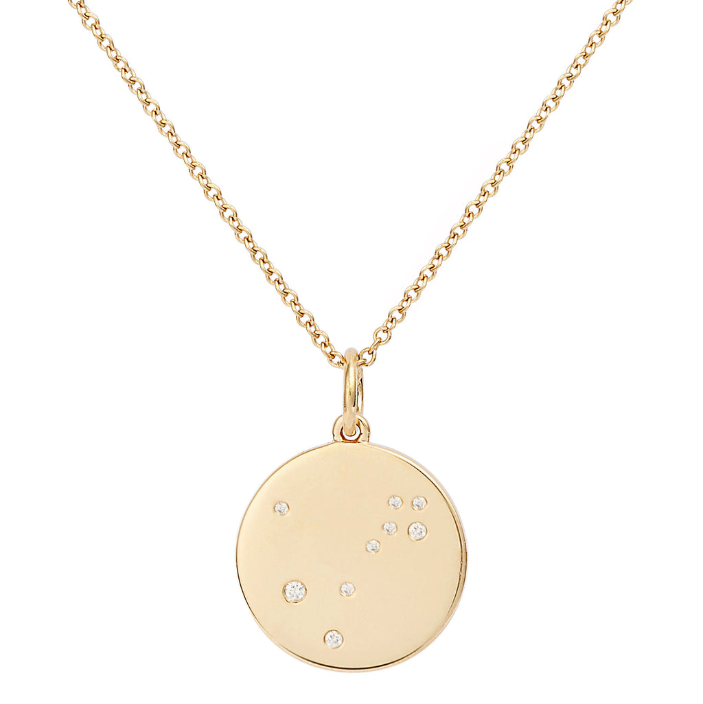Star Badge Pisces 18K Gold Necklace w. Diamonds