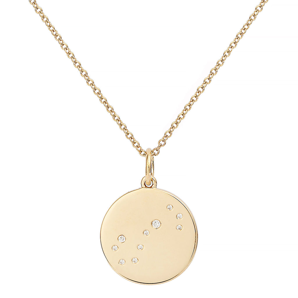 Star Badge Scorpio 18K Gold Necklace w. Diamonds
