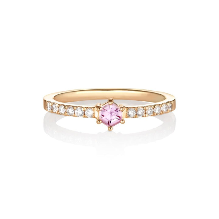 Sulu 18K Rosaguld Ring m. Diamanter & Safir