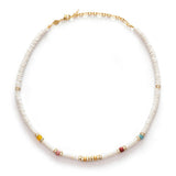Sun Dance Halskette I Vergoldet I Weiße Schmuckperlen & Edelsteinen