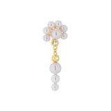 Sunrise 18K Gold Plated Stud w. White Zirconia & Pearls
