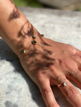 Swinging Spiral 18K Rosegold Ring w. Malachite & Pearl