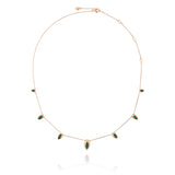 Swinging Chain 18K Rosaguld Halskæde m. Malakit & Perle
