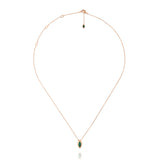 Swinging Pendant 18K Rosegold Necklace w. Malachite & Pearl