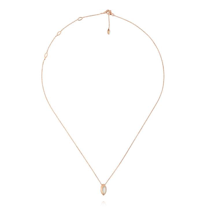 Swinging Pendant 18K Rosegold Necklace w. Malachite & Pearl