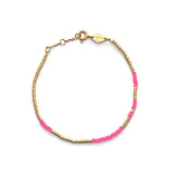Asym Gold Plated Bracelet w. Pink Beads