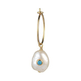Pearl Forgyldt Hoop m. Perle & Turkis