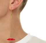 Lips Red Gold Plated Earrings