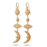 Ocean Moonlight Gold Plated Earring w. Pearls & Zirconias