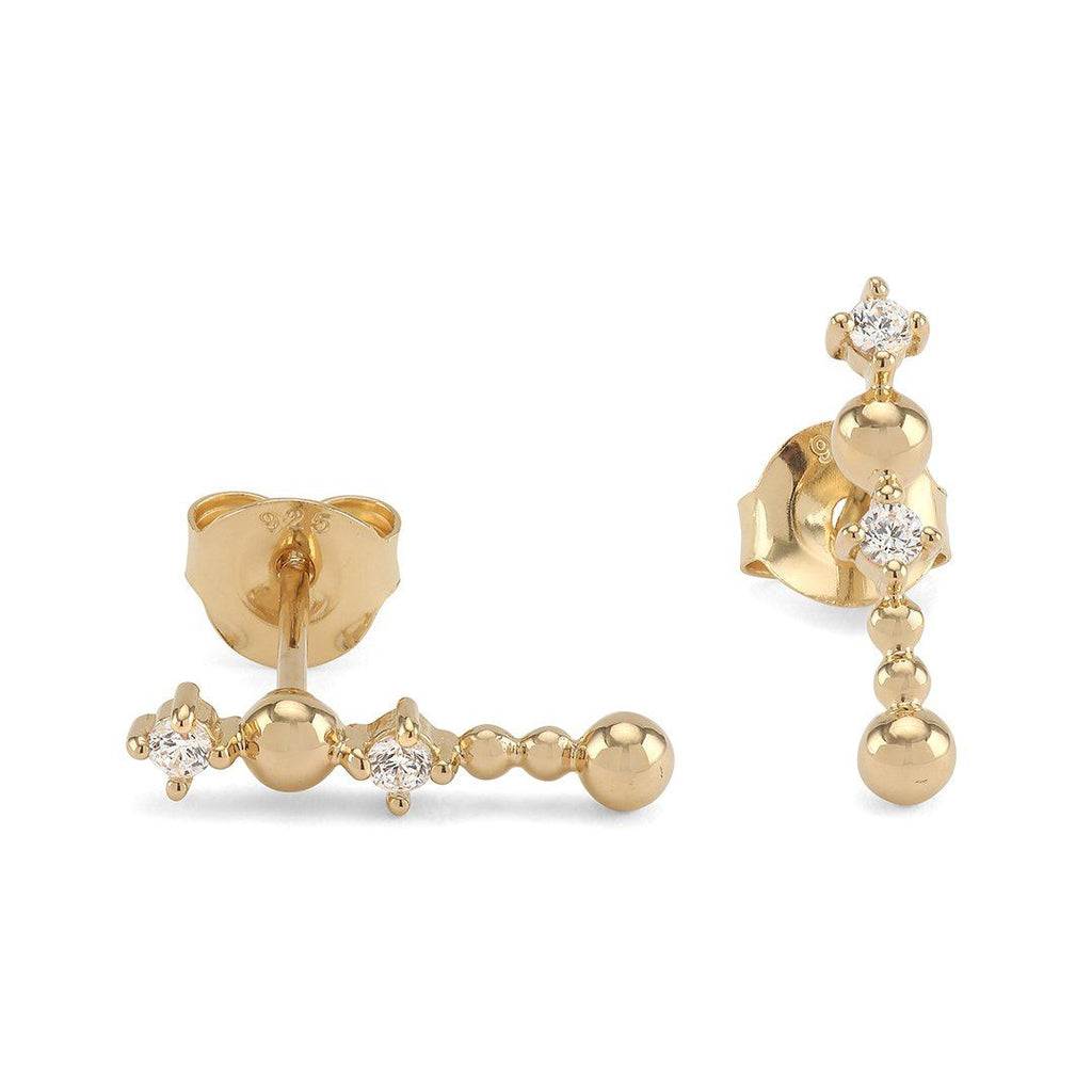 Planets Align Gold Plated Earring w. Zirconias