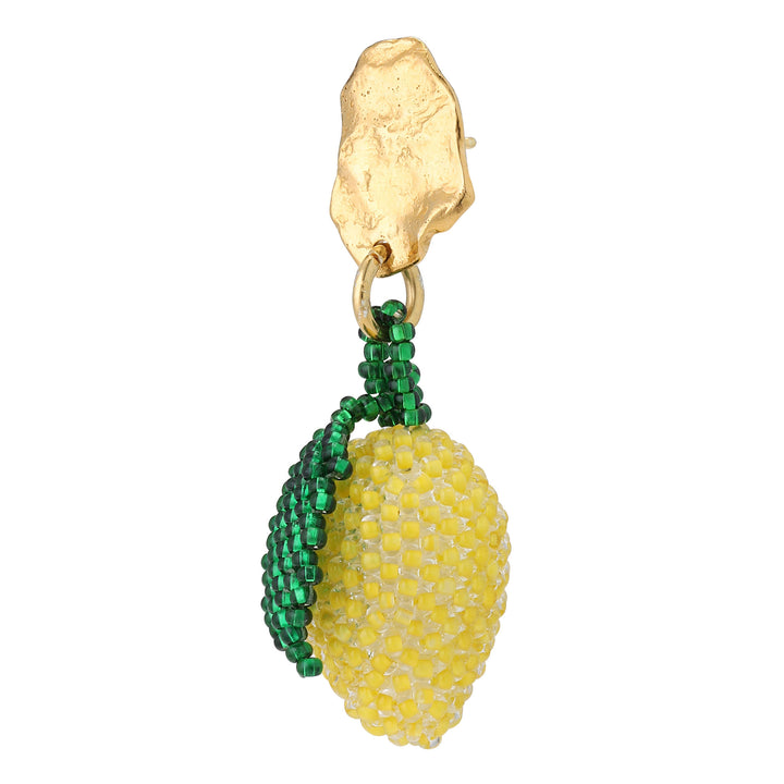 Lemon Gold Blob Earring Gold Plated, Yellow Beads