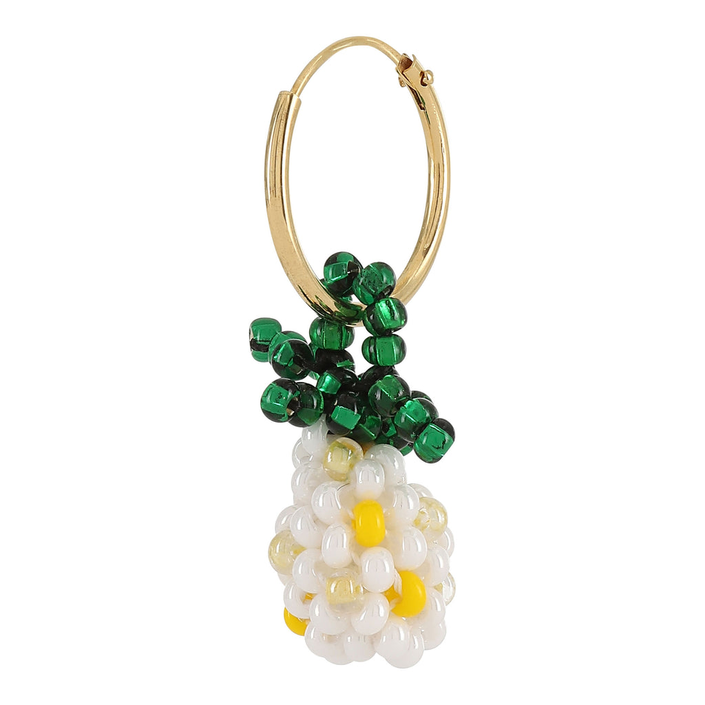 Mini Pineapple Earring Gold Plated, Mixed coloured Beads
