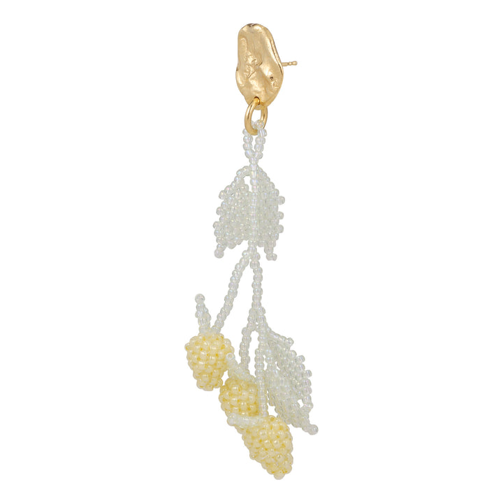 Multi Lemon Blob Earring Gold Plated, Yellow Beads