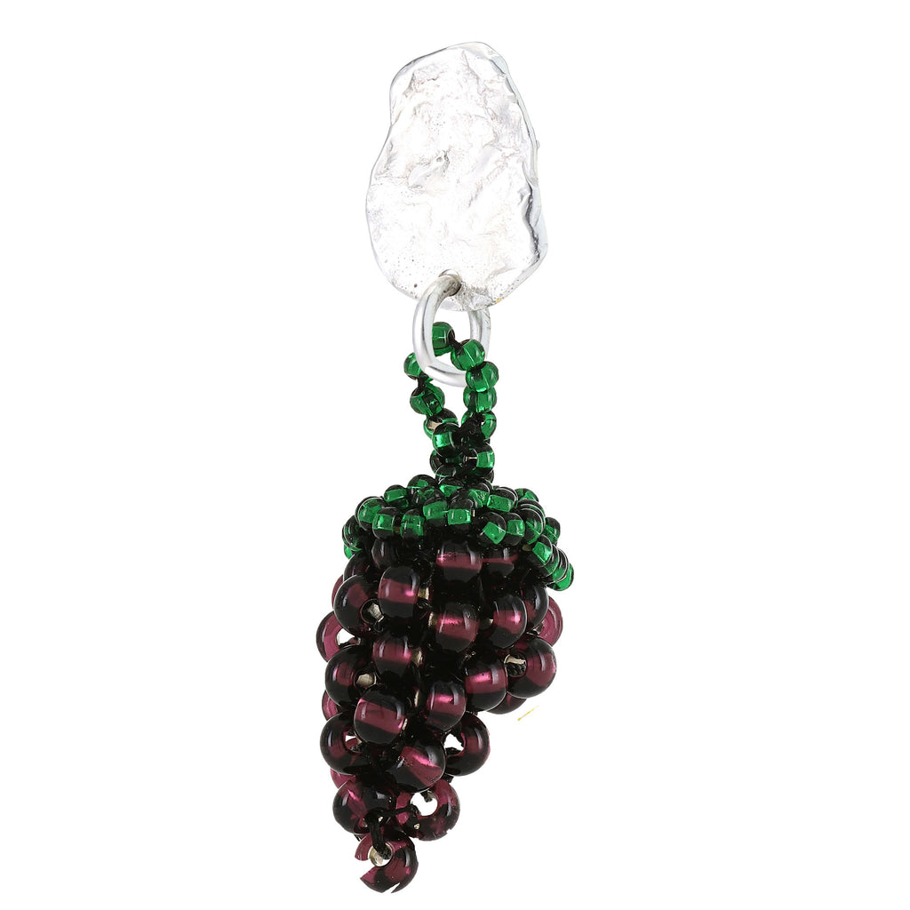 Grape Blob Earring Silver, Red and Purple Beads
