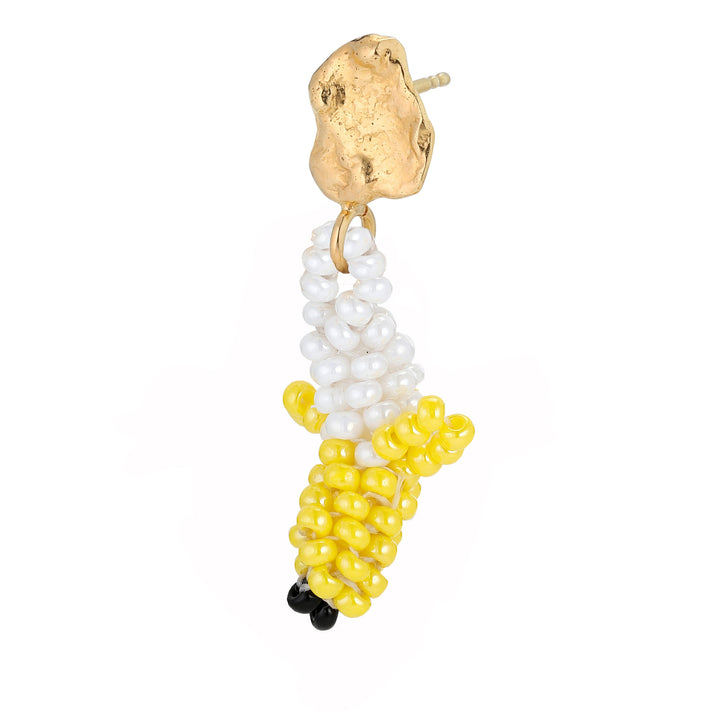 Tiny Blob Banana Ørering Forgyldt, Gule Perler