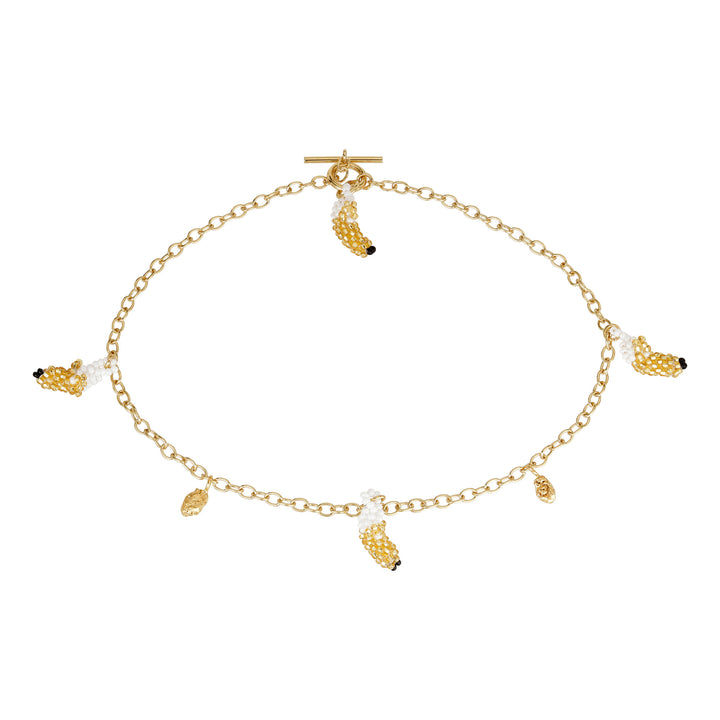 Gold Banana Blob Necklace Gold Plated, Yellow Beads