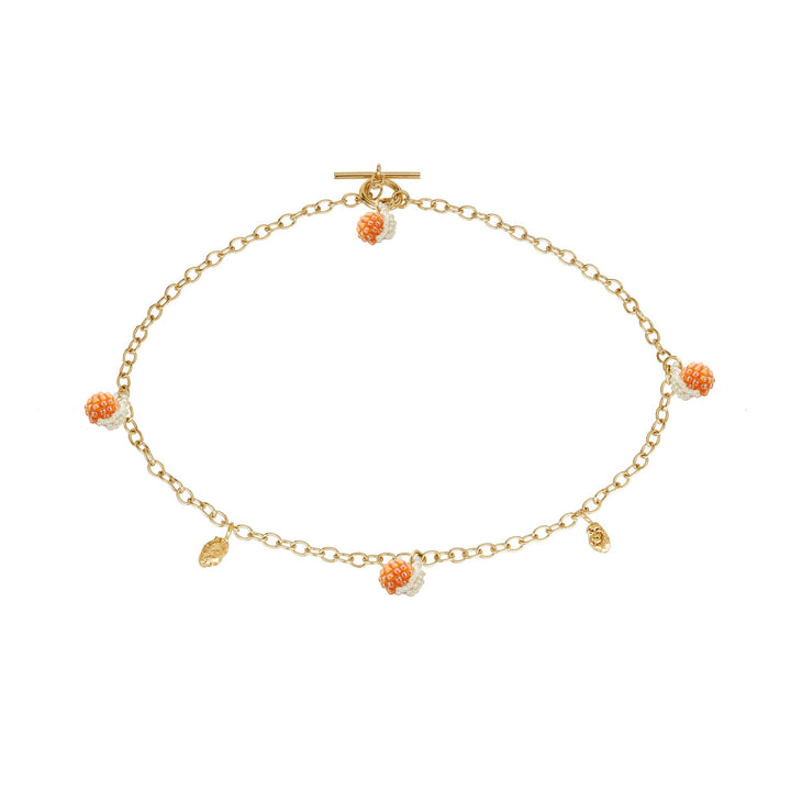 Oranges Blob Necklace Gold Plated, Orange Beads
