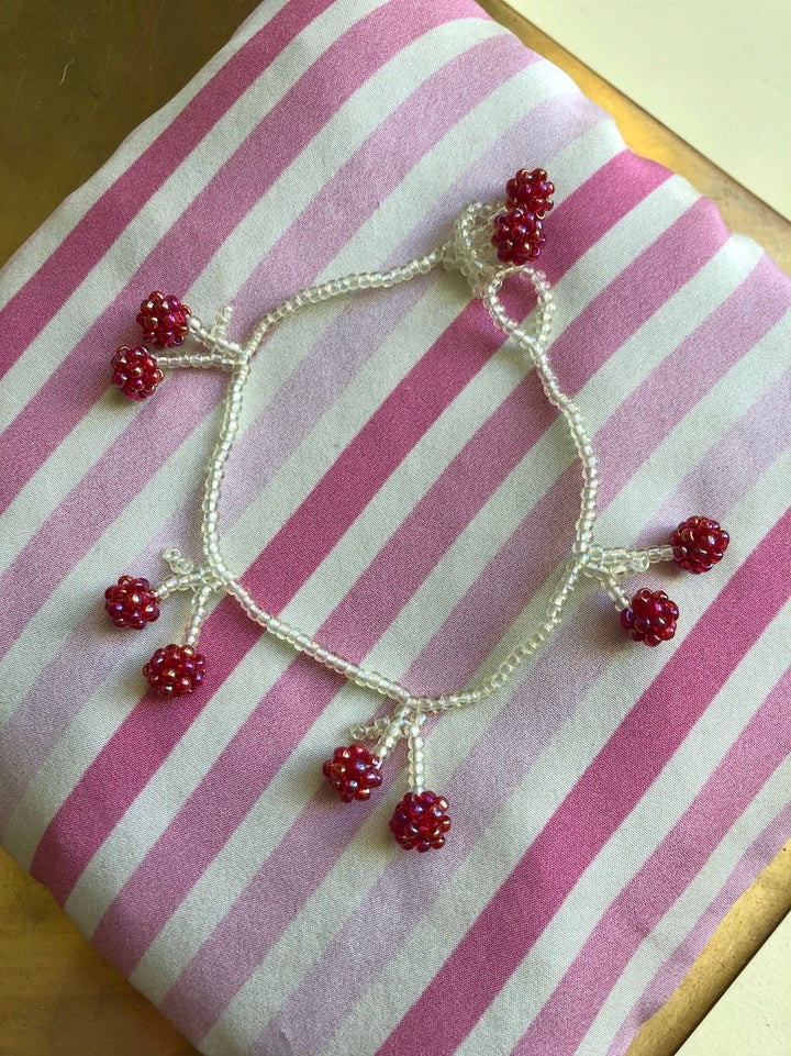 Pale Cherry Bracelet Red and White Beads